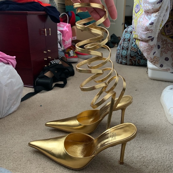 Jeffrey Campbell Gold Aphrodite Strappy Heels Size 9.5 - Picture 3 of 7